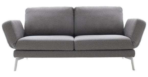 2,5-SITZER in Flachgewebe Dunkelgrau  - Chromfarben/Dunkelgrau, KONVENTIONELL, Textil/Metall (192-236/87/93-151cm) - Hom`in