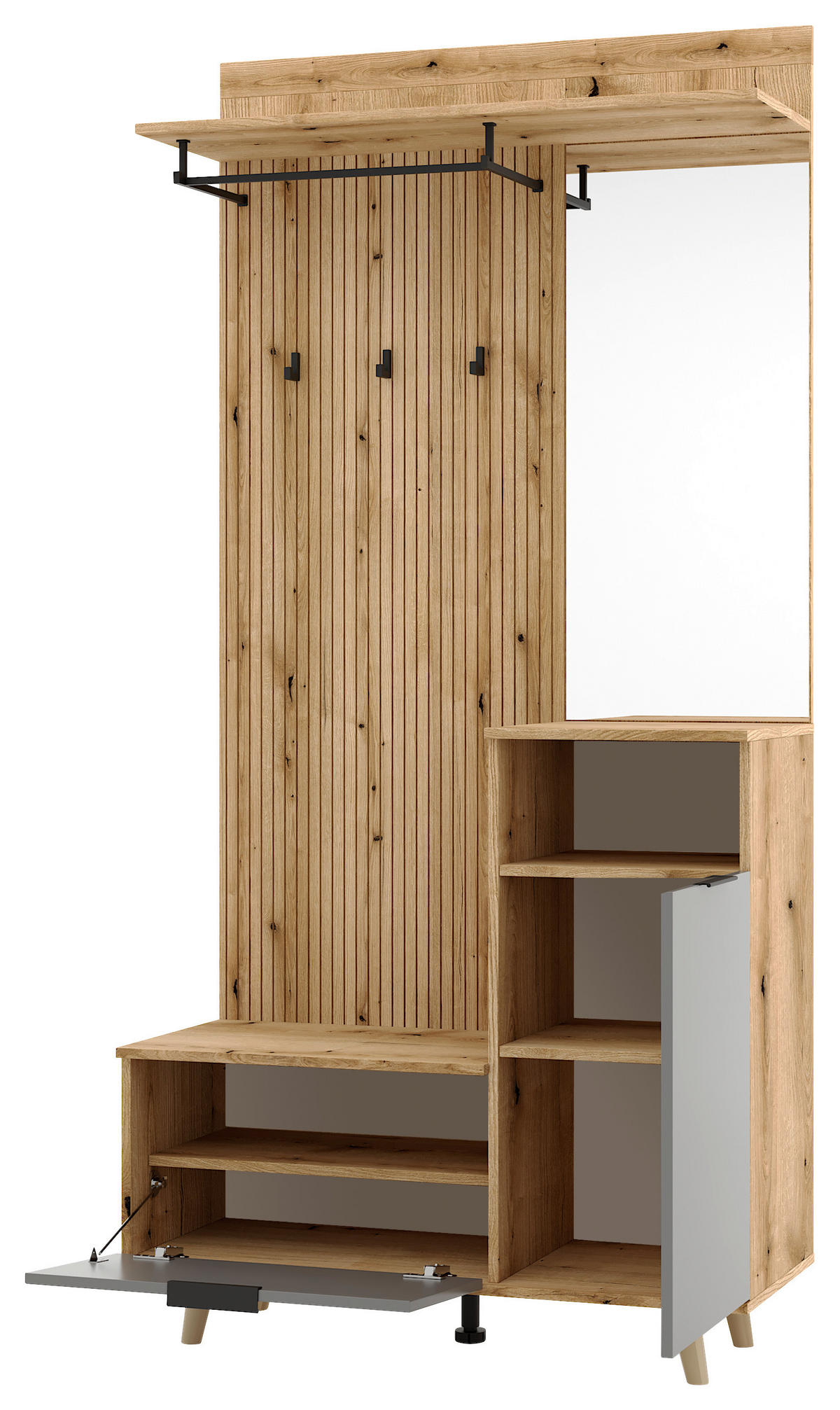 GARDEROBE  in 100/204/40 cm  - Eichefarben/Graphitfarben, Design, Holzwerkstoff (100/204/40cm) - Boxxx