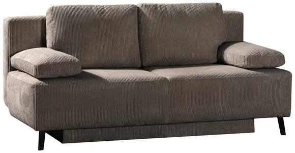 SCHLAFSOFA Cord Dunkelbraun Rückenkissen, Armlehnenkissen, Bettkasten, Rücken echt  - Dunkelbraun/Schwarz, MODERN, Textil/Metall (197/92/88cm) - Novel