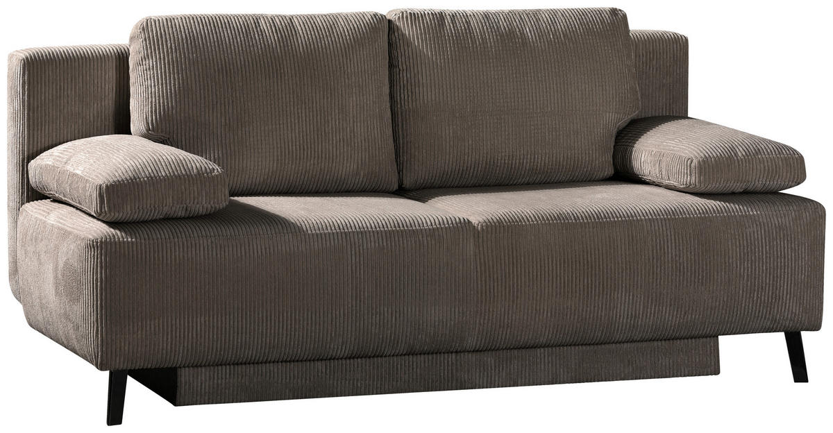 SCHLAFSOFA in Cord Dunkelbraun  - Dunkelbraun/Schwarz, Modern, Textil/Metall (197/92/88cm) - Novel