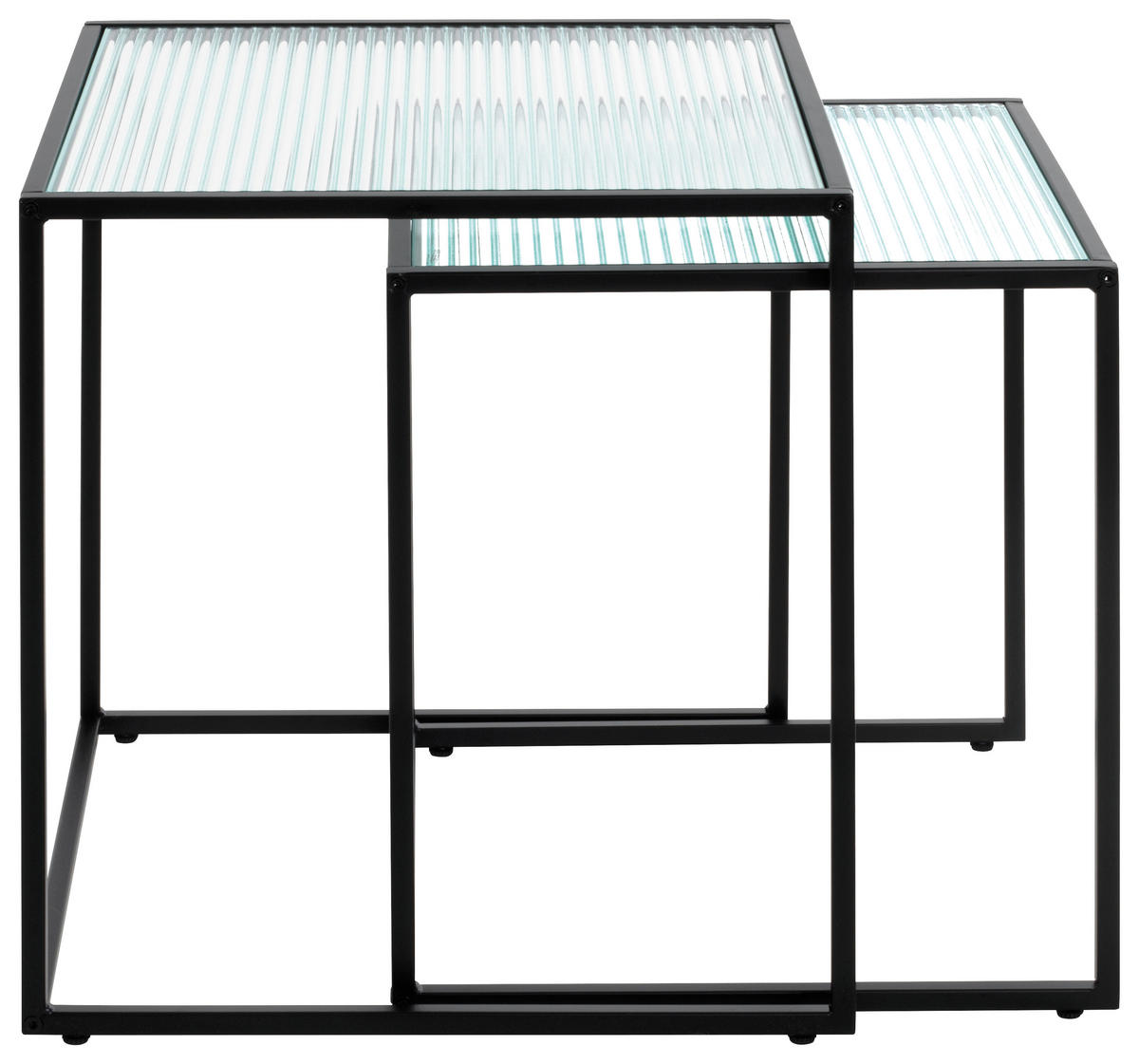 BEISTELLTISCHSET rechteckig Klar, Schwarz  - Klar/Schwarz, Design, Glas/Metall (40-45/40-45/44-49cm)