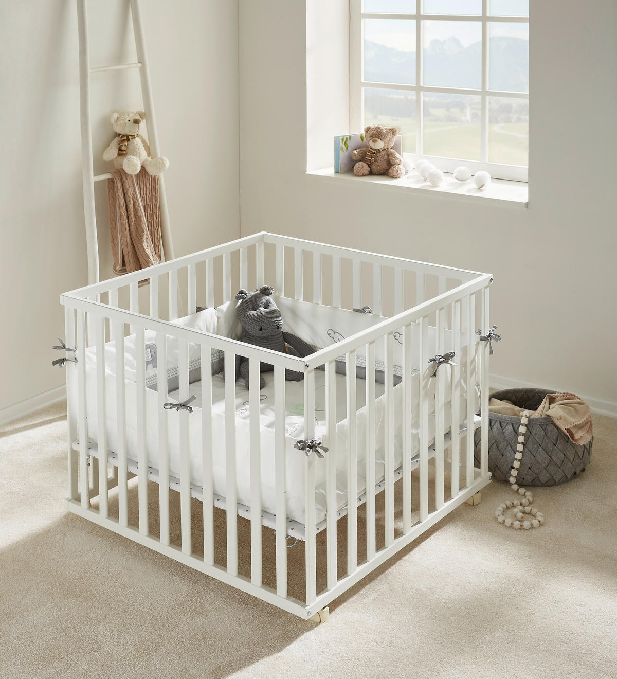LAUFGITTER 97/97/70 cm  - Weiß, Basics, Holz/Kunststoff (97/97/70cm) - My Baby Lou