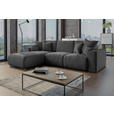 ECKSOFA Dunkelgrau Velours  - Chromfarben/Dunkelgrau, KONVENTIONELL, Kunststoff/Textil (195/293cm) - Carryhome