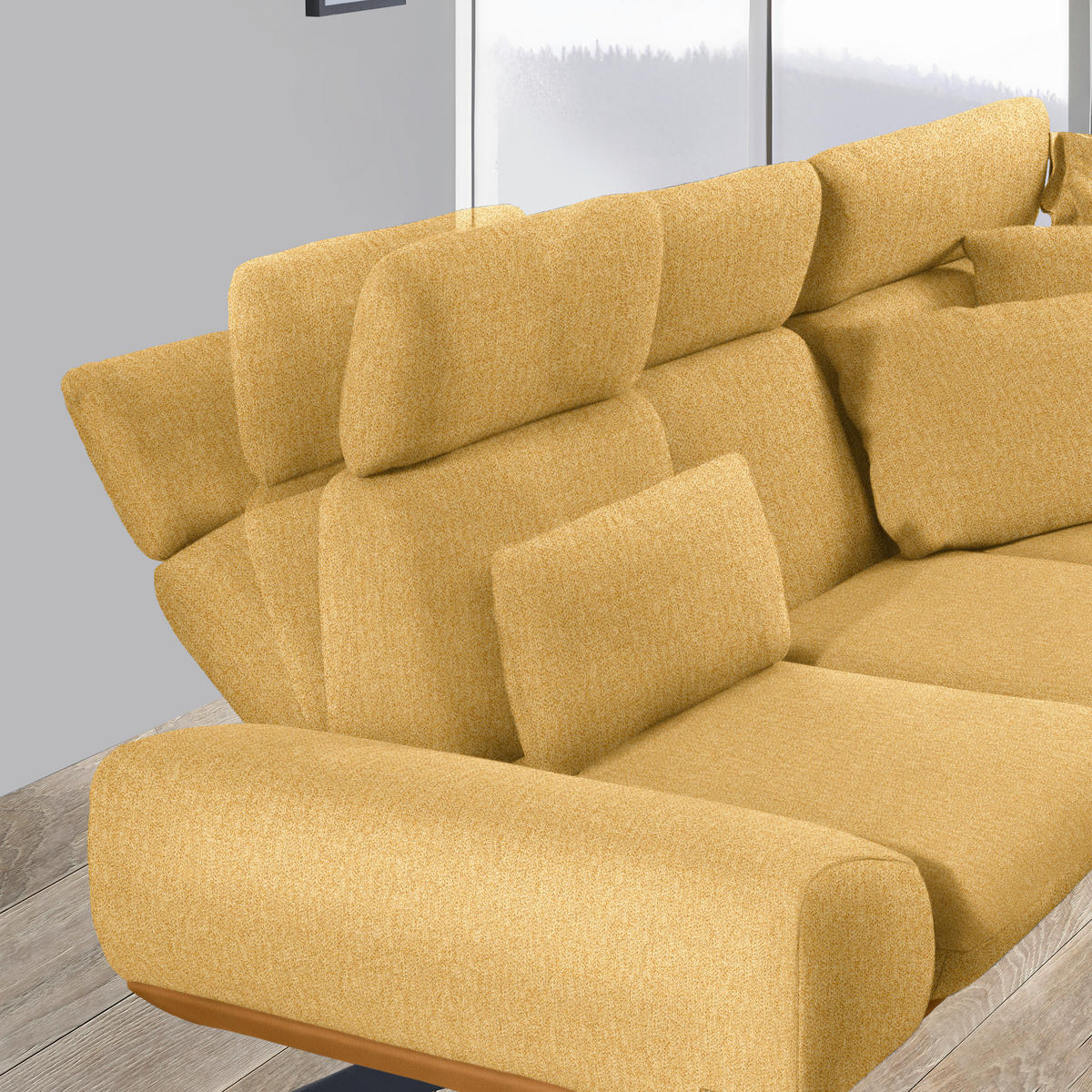 ECKSOFA  in Chenille, Flachgewebe Gelb  270/239 cm  - Gelb/Schwarz, Design, Textil/Metall (270/239cm) - Koinor