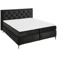BOXSPRINGBETT 180/200 cm  in Dunkelgrau  - Dunkelgrau/Schwarz, Konventionell, Textil/Metall (180/200cm) - Boxxx