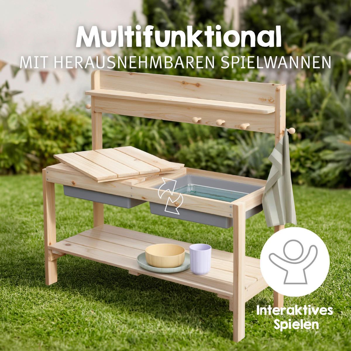 MATSCHKÜCHE  - Naturfarben, Basics, Holz/Kunststoff (89,5/88,5/35cm) - Roba