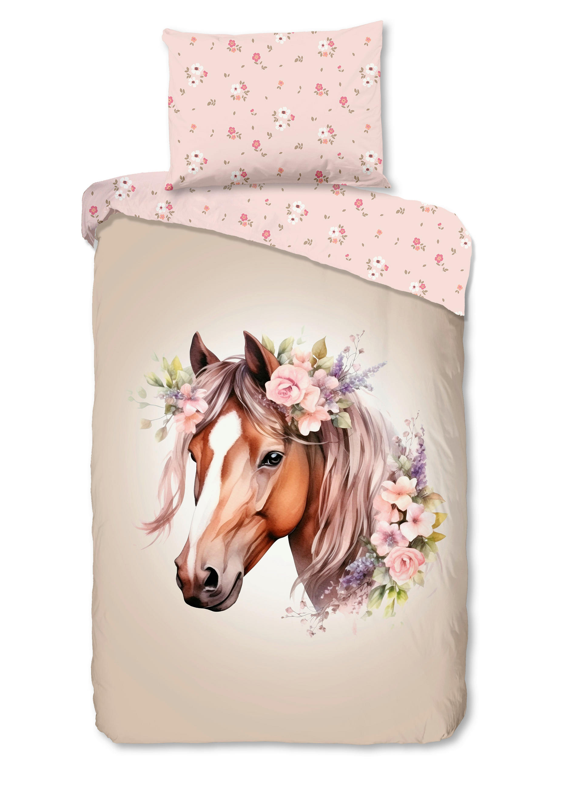 KINDERBETTWÄSCHE 140/200 cm  - Sandfarben/Hellrosa, Trend, Textil (140/200cm)