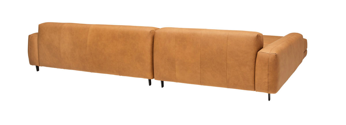 ECKSOFA in Echtleder Hellbraun  - Hellbraun/Anthrazit, Design, Leder/Metall (225/355cm) - Johann Jakob