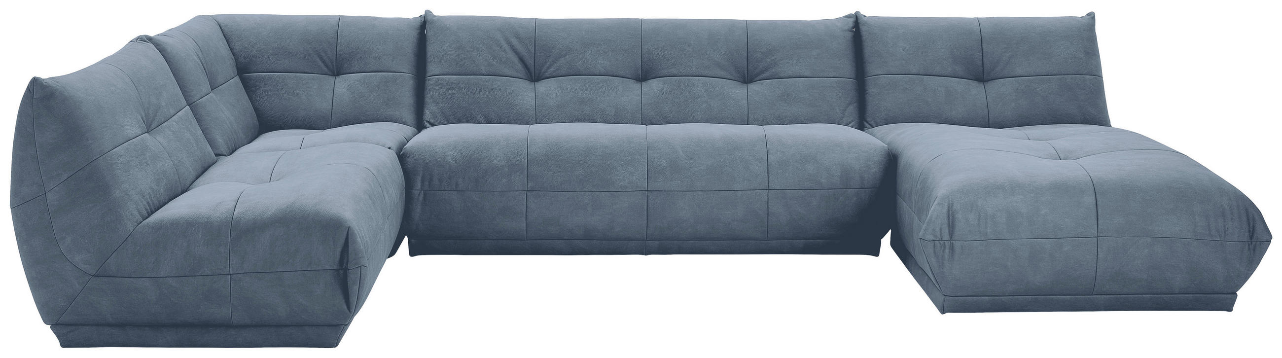 WOHNLANDSCHAFT Blaugrau Lederlook  - Blaugrau, Trend, Textil (210/390/185cm) - Livetastic