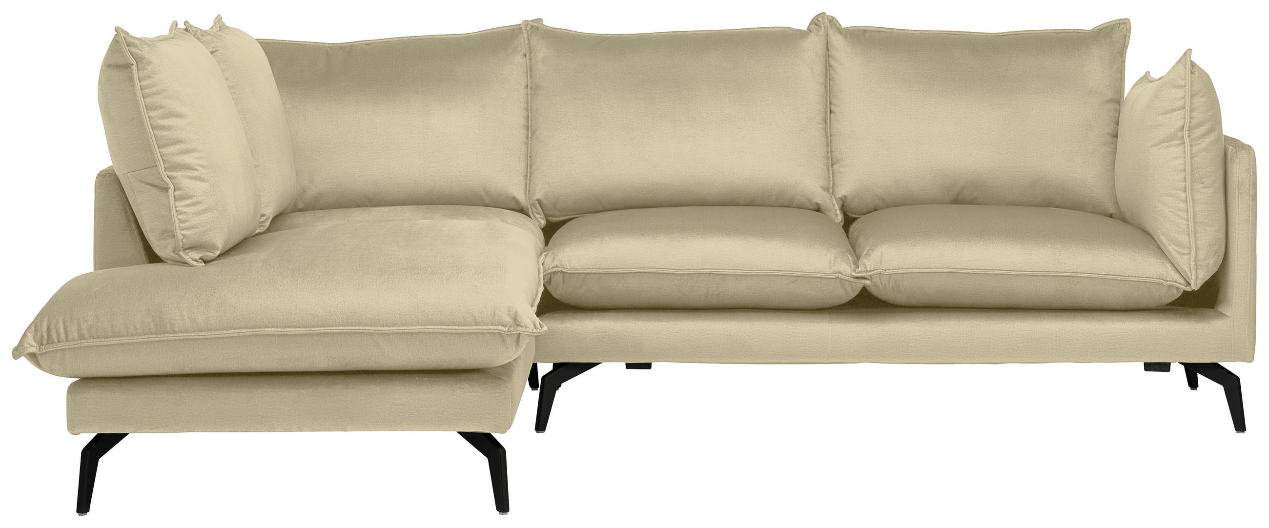 ECKSOFA in Samt Beige  - Beige/Schwarz, Design, Textil/Metall (200/241cm) - Carryhome