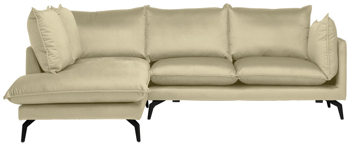 ECKSOFA in Samt Beige  200/241 cm  - Beige/Schwarz, Design, Textil/Metall (200/241cm) - Carryhome