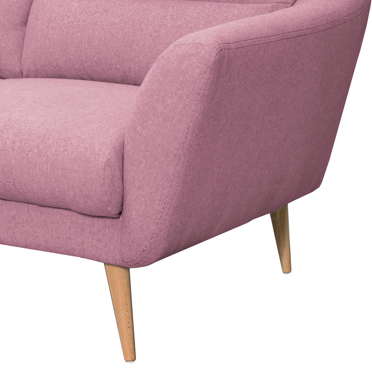 3-SITZER-SOFA in Webstoff Rosa  - Buchefarben/Rosa, Design, Holz/Textil (209/87/88cm) - Livetastic