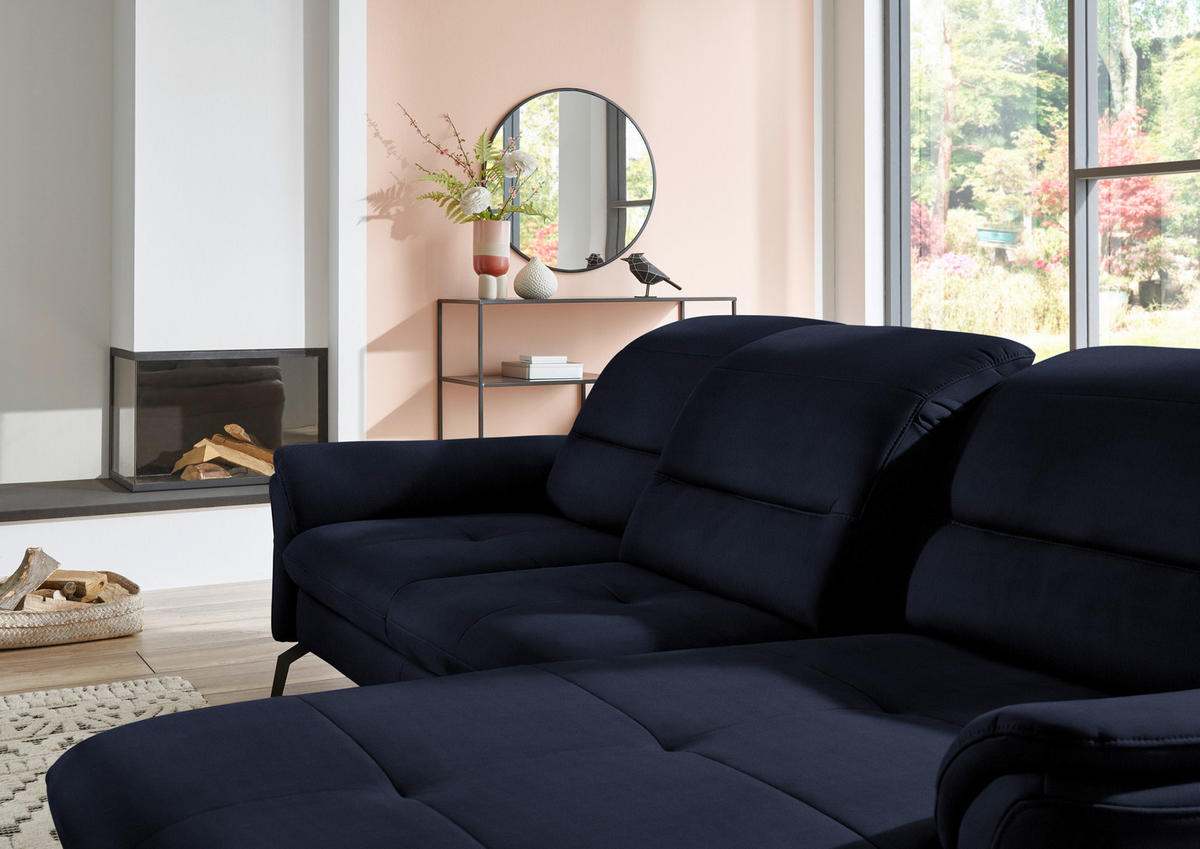 ECKSOFA in Flachgewebe Blau  260/181 cm  - Blau/Schwarz, KONVENTIONELL, Textil/Metall (260/181cm) - Beldomo Speed