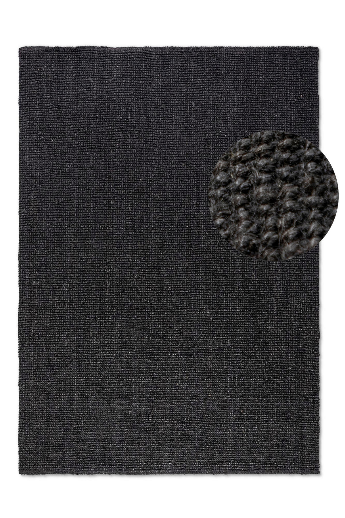 JUTETEPPICH 80/150 cm Bouclé Schwarz  - Schwarz, Basics, Textil (80/150cm) - Linea Natura