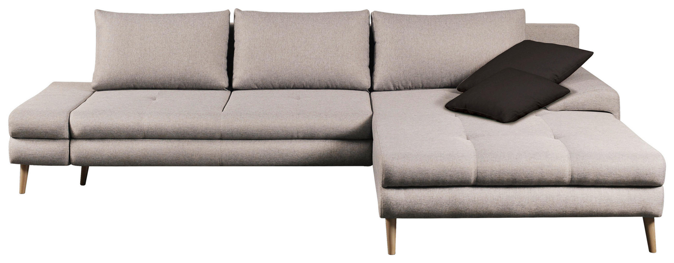 ECKSOFA Beige Webstoff  - Beige/Anthrazit, Trend, Holz/Textil (313/215cm) - MID.YOU