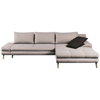 ECKSOFA Beige Webstoff  - Beige/Anthrazit, Trend, Holz/Textil (313/215cm) - MID.YOU