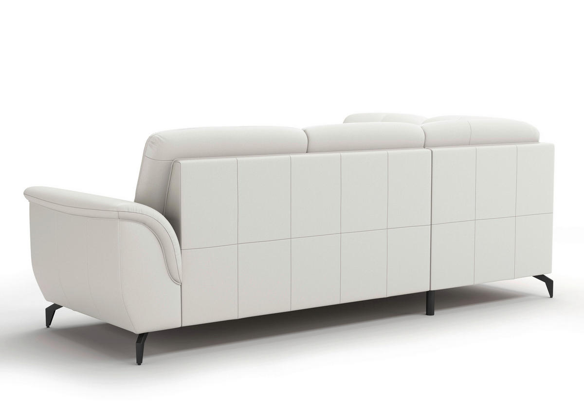 ECKSOFA ZORA E Weiß Echtleder  - Schwarz/Weiß, MODERN, Leder/Metall (212/244cm) - Sit & More