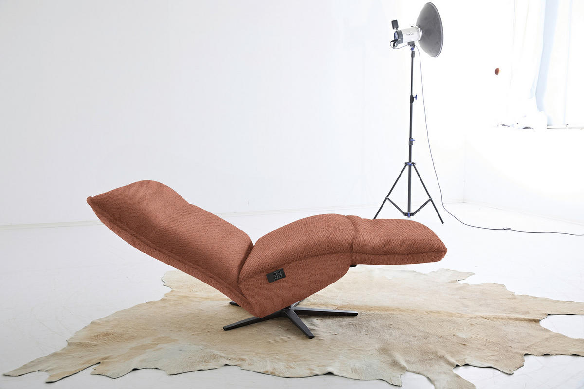 RELAXSESSEL in Textil Terracotta  - Terracotta/Schwarz, Modern, Textil/Metall (90/106/96cm) - Chilliano