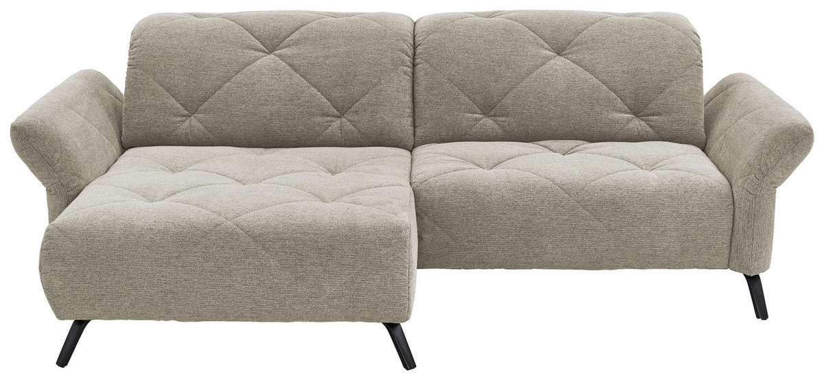 ECKSOFA in Webstoff Hellgrau  173/262 cm  - Hellgrau/Schwarz, Design, Textil/Metall (173/262cm) - Moderano