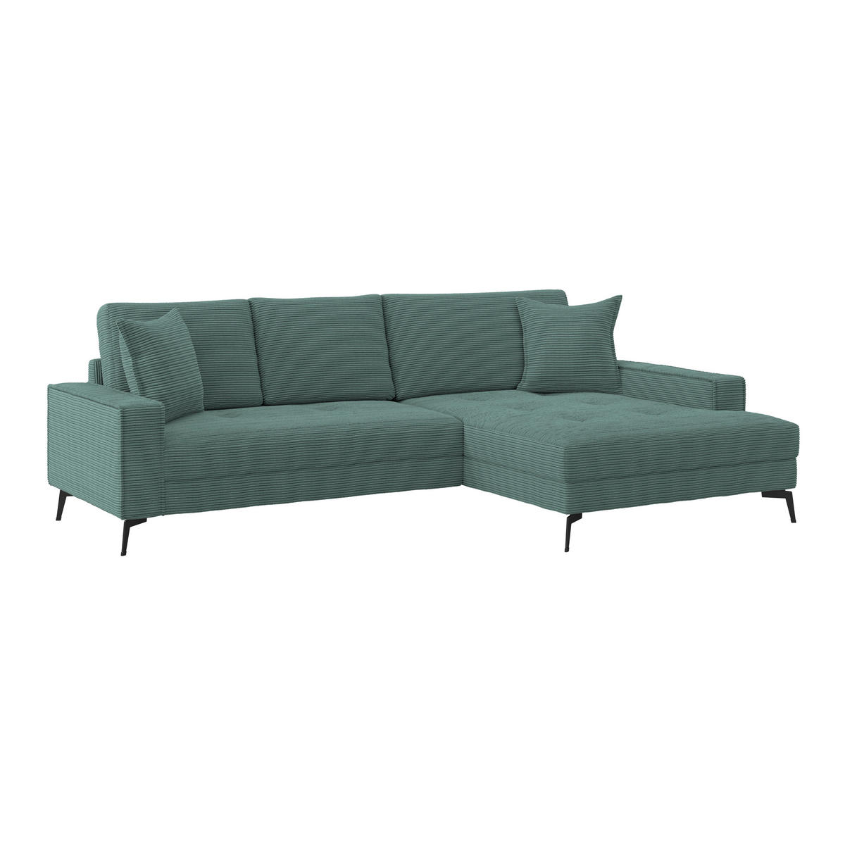 ECKSOFA ZERO Azurblau Cord Zierkissen, Rückenkissen  - Azurblau/Schwarz, Trend, Textil/Metall (286/173cm) - Livetastic