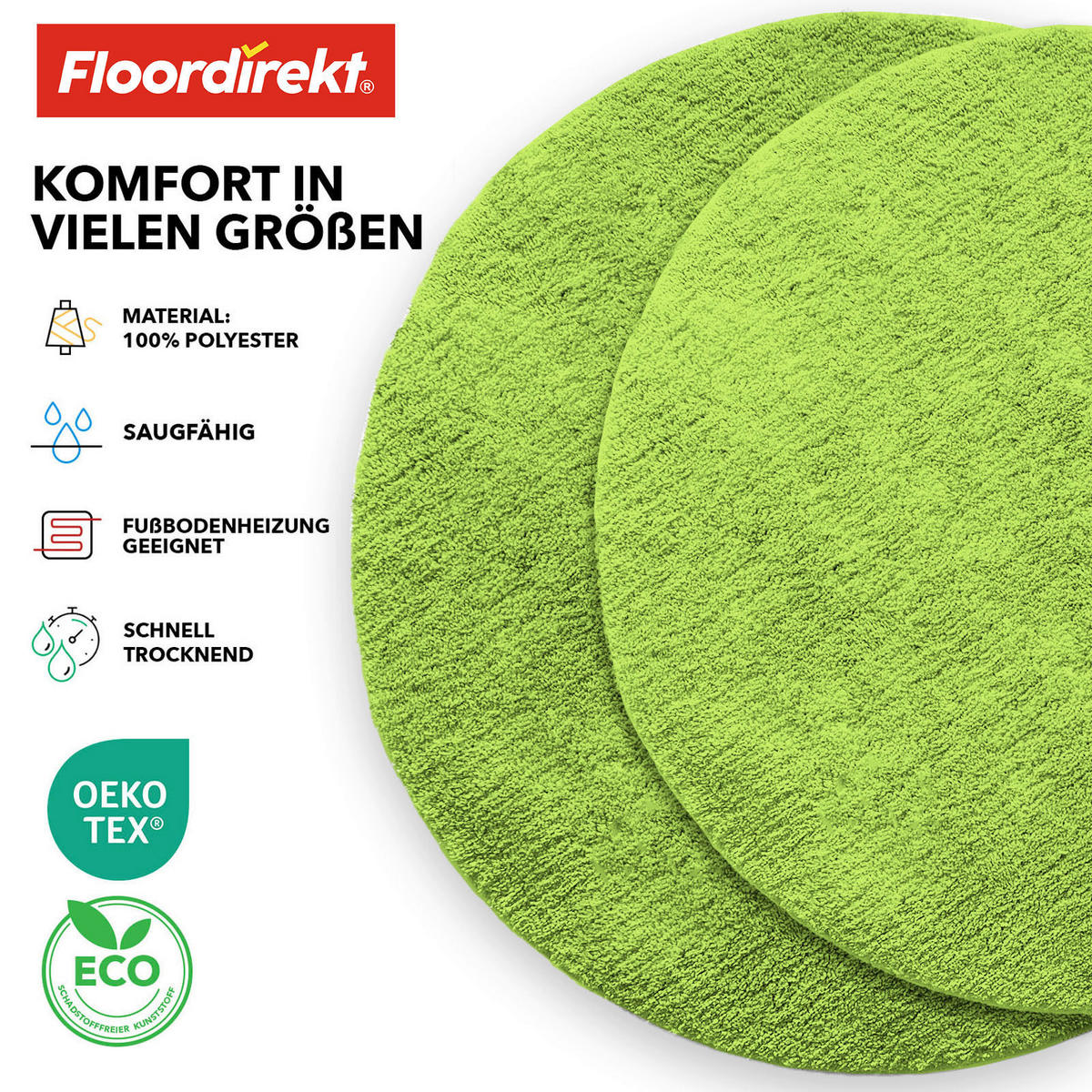 BADEMATTE SKY Hellgrün 120 cm  - Hellgrün, Basics, Kunststoff/Textil (120cm) - Floordirekt