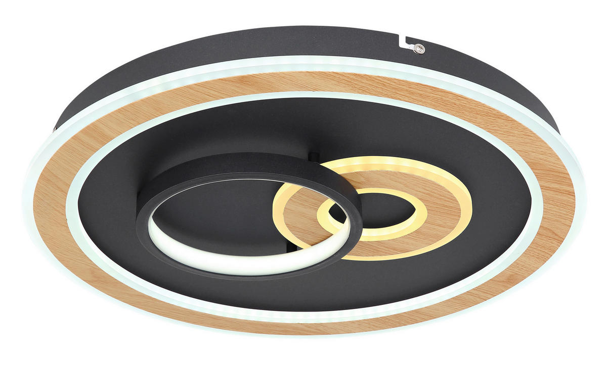 LED-DECKENLEUCHTE 50 W  50/7 cm    - Opal/Schwarz, Design, Kunststoff/Metall (50/7cm) - Globo