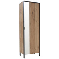 GARDEROBENSCHRANK 65/199,1/44,6 cm  - Eichefarben/Graphitfarben, Natur, Glas/Holz (65/199,1/44,6cm) - Valdera