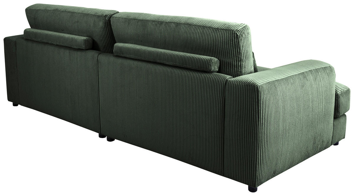 MEGASOFA Cord Dunkelgrün  - Dunkelgrün/Schwarz, MODERN, Kunststoff/Textil (260/85/112cm) - Lomoco