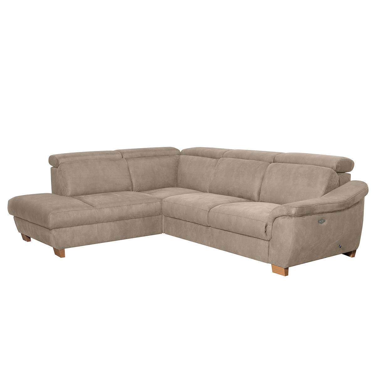 ECKSOFA TREND in Mikrofaser Taupe Bettkasten, Relaxfunktion, Kopfteilverstellung  276/238 cm  - Taupe/Naturfarben, Design, Holz/Textil (276/238cm) - Livetastic