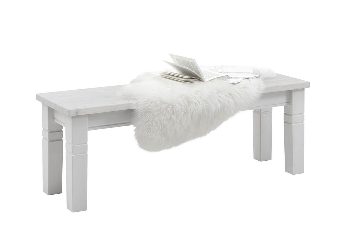 SITZBANK 130/46/40 cm Weiß Kiefer massiv  - Weiß, ROMANTIK / LANDHAUS, Holz (130/46/40cm) - Boxxx