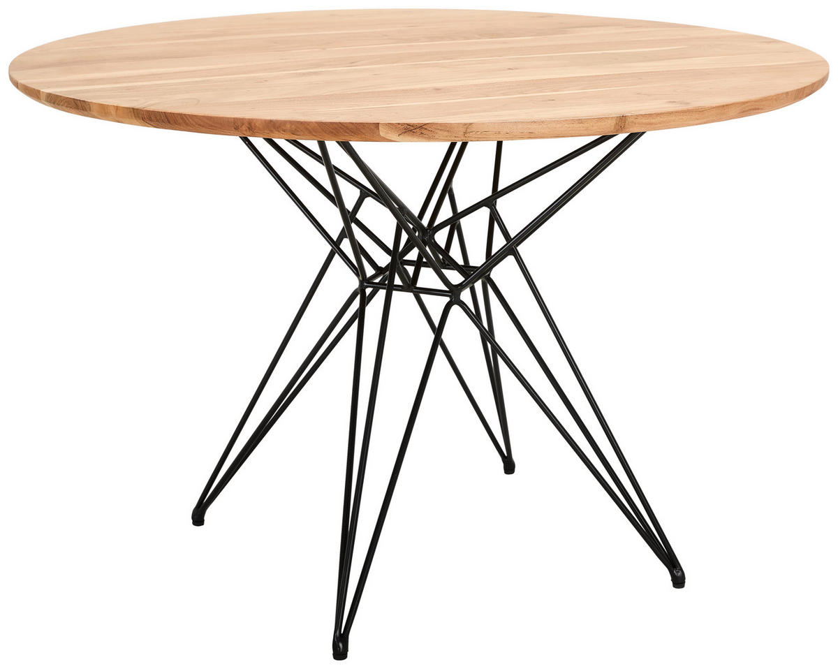 ESSTISCH in Holz, Metall 115/76/115 cm  - Schwarz/Akaziefarben, LIFESTYLE, Holz/Metall (115/76/115cm) - home24