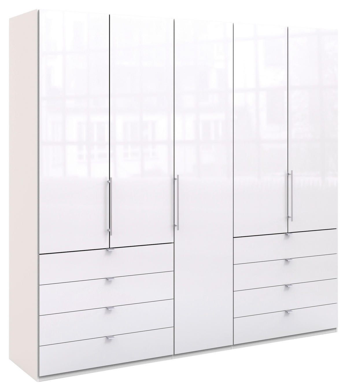 FALTTÜRENSCHRANK 250/236/58 cm 3-türig Weiß  - Chromfarben/Weiß, KONVENTIONELL, Glas/Holzwerkstoff (250/236/58cm) - Venda