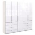FALTTÜRENSCHRANK in Weiß - Chromfarben/Weiß, KONVENTIONELL, Glas/Holzwerkstoff (250/236/58cm) - Venda