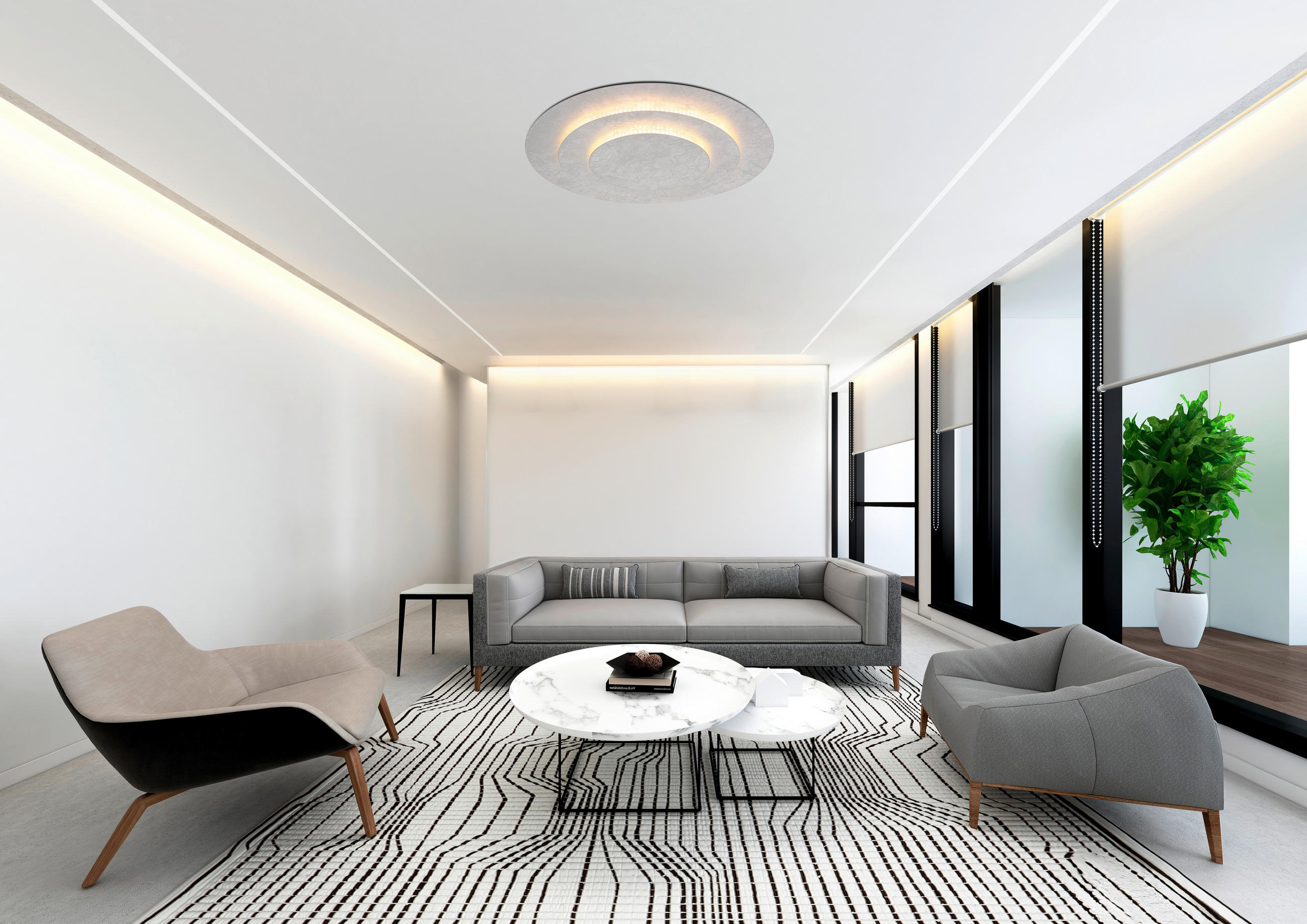 LED-DECKENLEUCHTE  49/7,5 cm    - Silberfarben, Design, Metall (49/7,5cm) - Globo