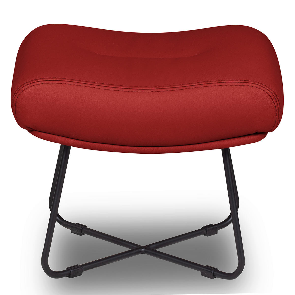 SESSELSET Echtleder Hocker    - Rot/Schwarz, Design, Leder/Metall (67/87/74cm) - Livetastic