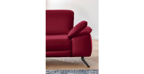 ECKSOFA in Echtleder Rot  - Rot/Schwarz, Design, Leder/Metall (193/328cm) - Dieter Knoll