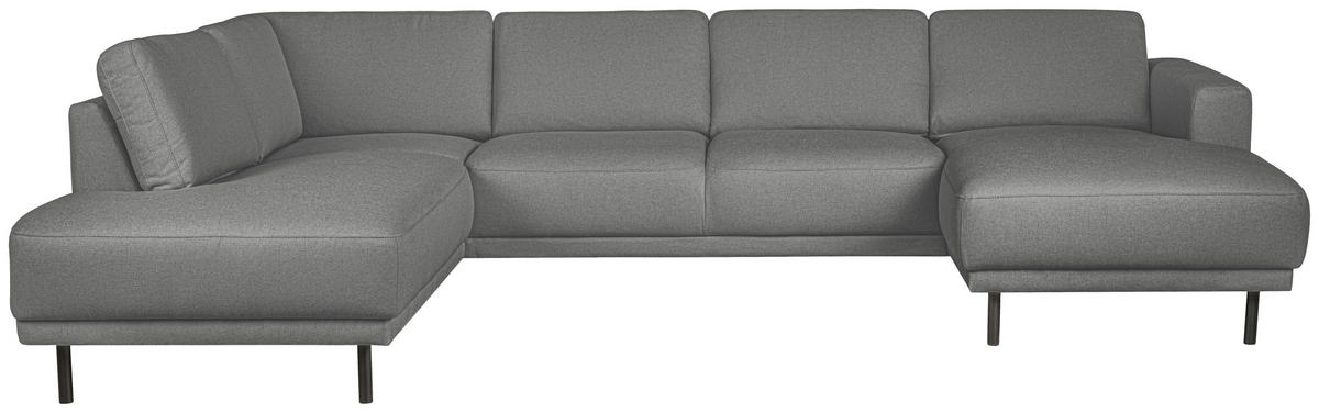 SOFFA i flatväv grå  - svart/grå, Design, metall/trä (310/78/197cm) - Pure Home Comfort