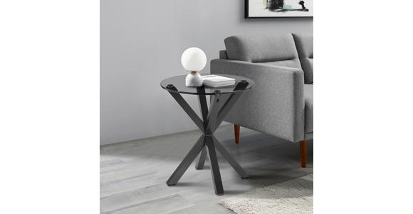 BEISTELLTISCH 50/50/55 cm Grau, Schwarz rund - Schwarz/Grau, Design, Glas/Metall (50/50/55cm) - Xora