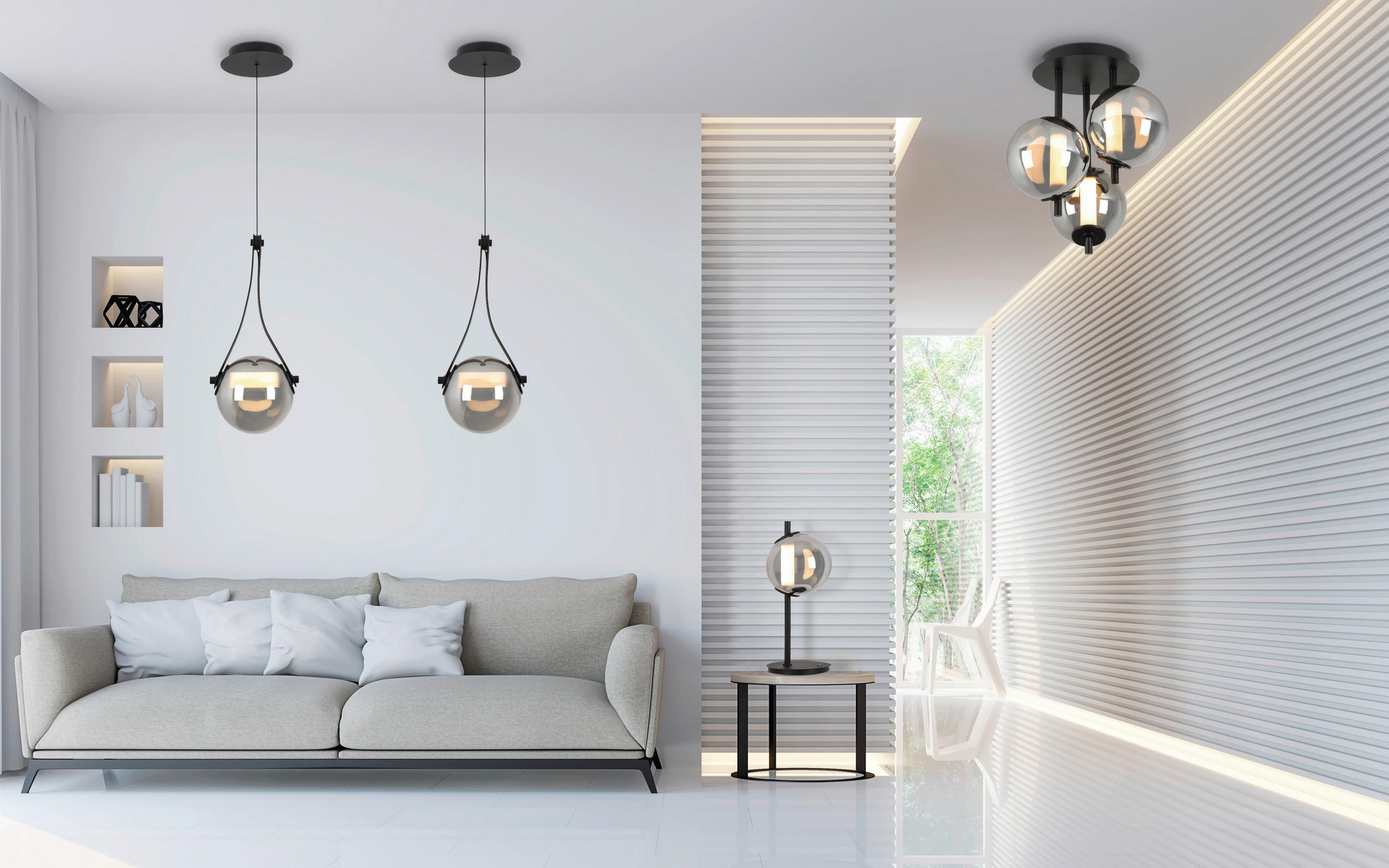 STROPNÉ LED SVIETIDLO, 45/49 cm  - čierna/chrómová, Design, kov/plast (45/49cm) - Dieter Knoll