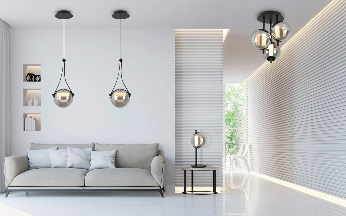 STROPNÍ LED SVÍTIDLO, 45/49 cm  - černá/barvy chromu, Design, kov/plast (45/49cm) - Dieter Knoll