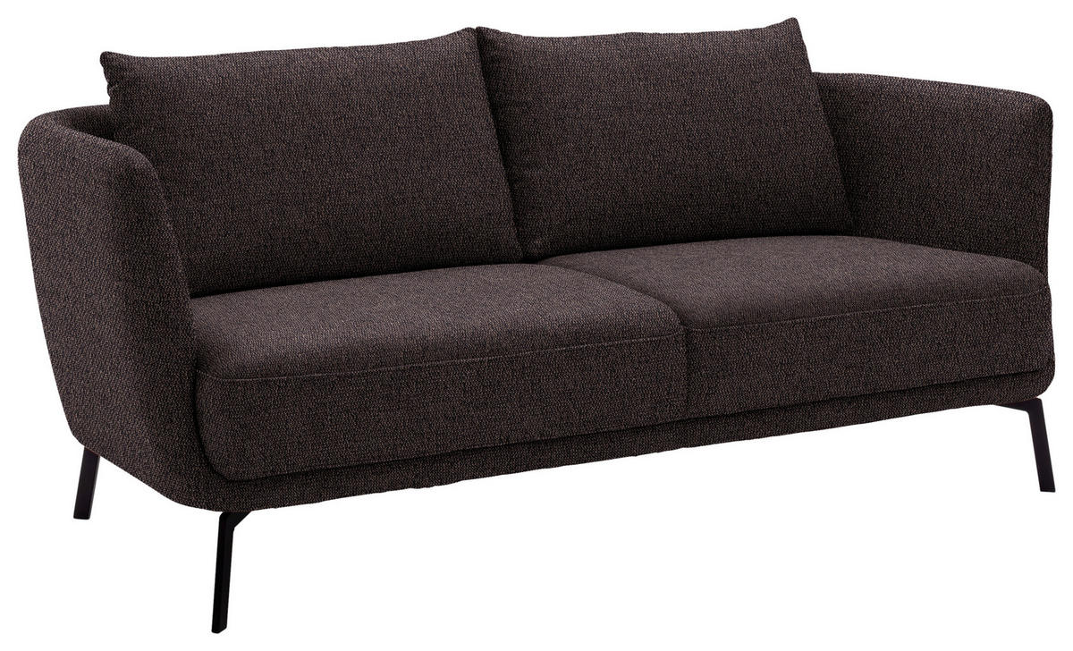 2,5-SITZER  in Flachgewebe Dunkelbraun  - Dunkelbraun/Schwarz, Design, Textil/Metall (190/71/91cm) - Schöner Wohnen