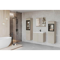 BADEZIMMER 5-teilig  in  - Kaschmir/Beige, LIFESTYLE, Glas/Keramik (120,4/131,5/34,5cm) - P & B