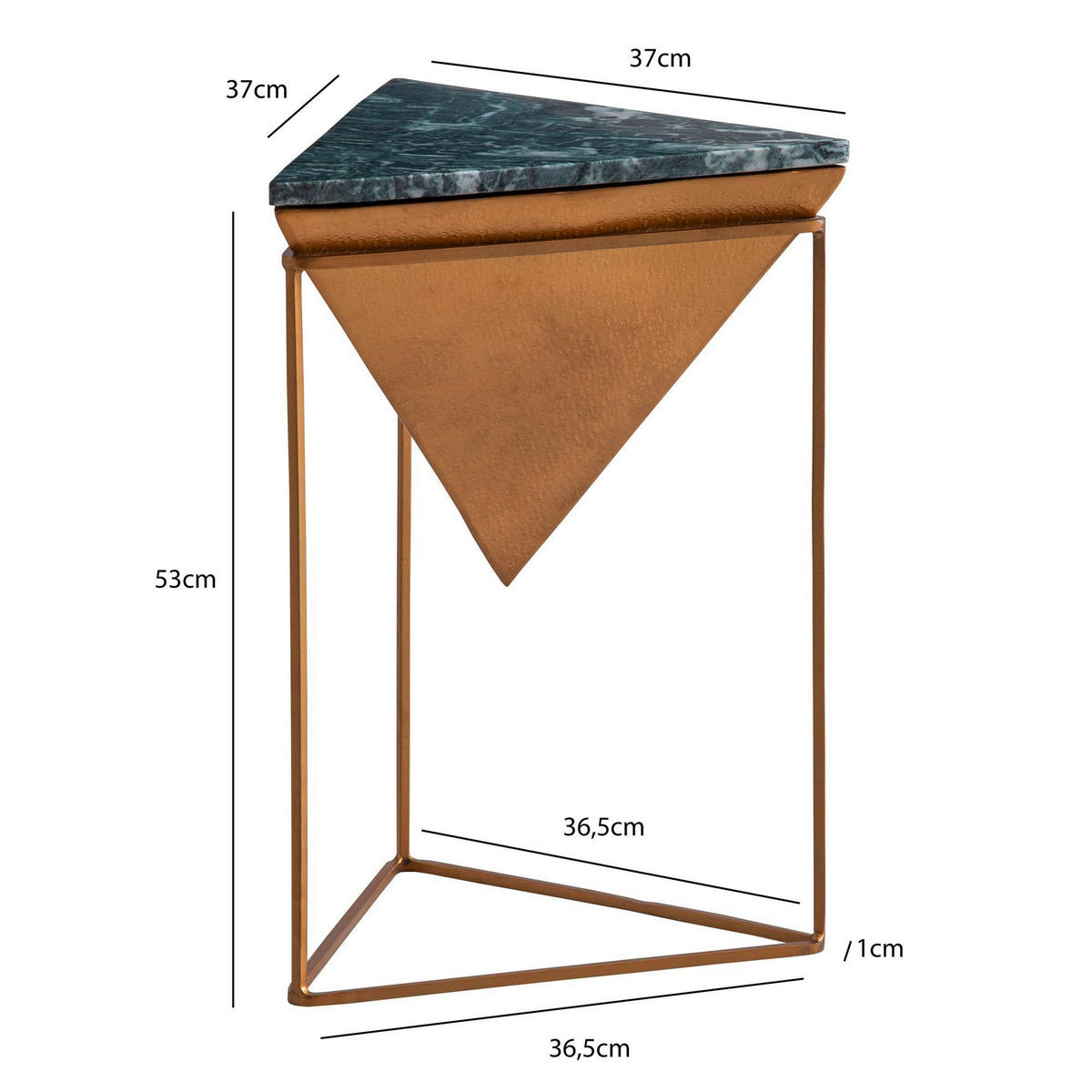 BEISTELLTISCH in Stein 37/37/53 cm  - Goldfarben/Grün, Design, Stein/Metall (37/37/53cm) - Livetastic