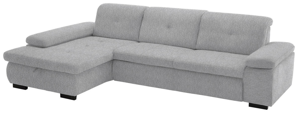 ECKSOFA in Flachgewebe Greige  - Greige/Schwarz, Design, Textil/Metall (174/297cm) - Beldomo Style