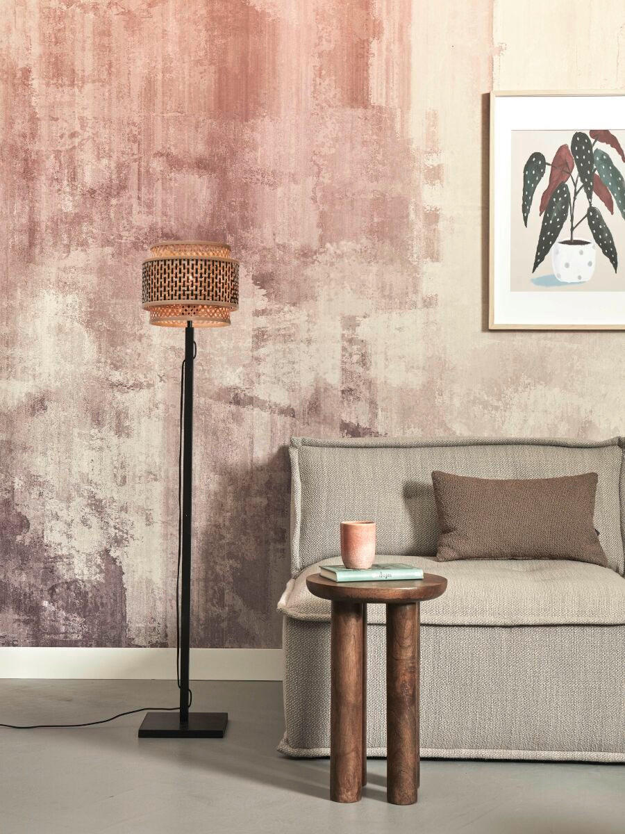 STEHLEUCHTE 25/130 cm    - Schwarz/Naturfarben, Trend, Holz (25/130cm) - Good & Mojo