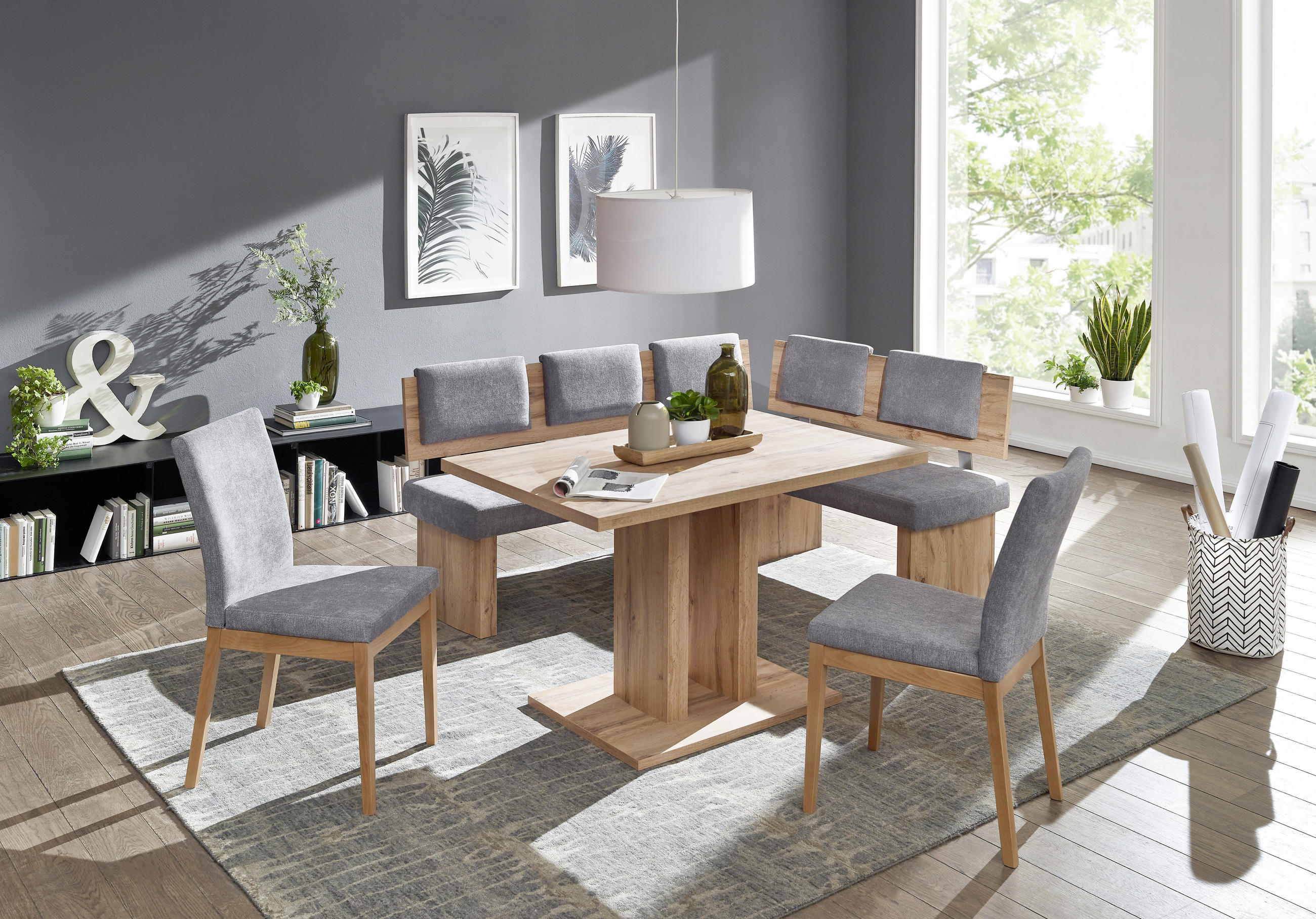 Thumbnail - Cantus Eckbankgruppe, Grau, Eiche, Textil, eckig, 80x76x120 cm, Stoffauswahl, seitenverkehrt erhältlich, in verschiedene...