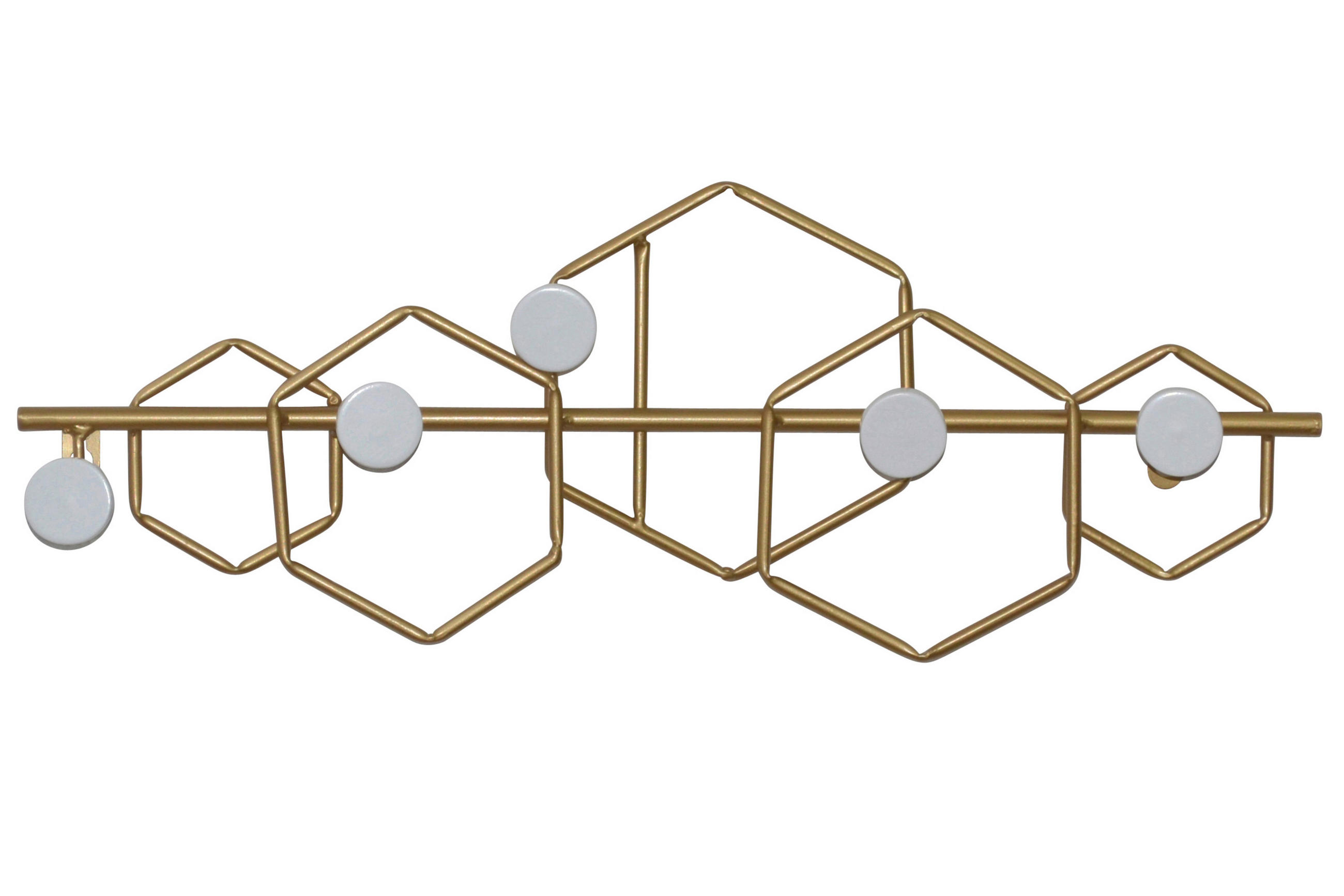 Mid.you Wandgarderobe Gold, Weiß 7x55x21 cm