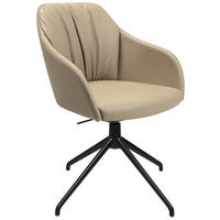 ARMLEHNSTUHL  in Aluminium Echtleder pigmentiert  - Beige/Schwarz, Design, Leder/Metall (58/81,5-84,5/60cm) - Johann Jakob