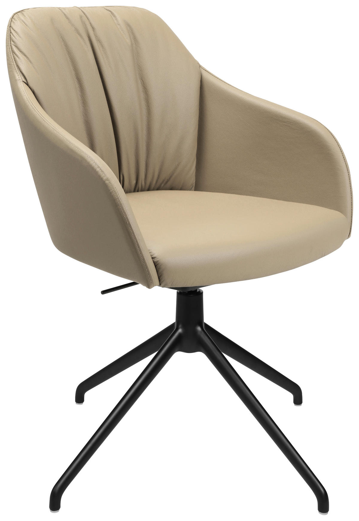 ARMLEHNSTUHL  in Aluminium Echtleder pigmentiert  - Beige/Schwarz, Design, Leder/Metall (58/81,5-84,5/60cm) - Johann Jakob