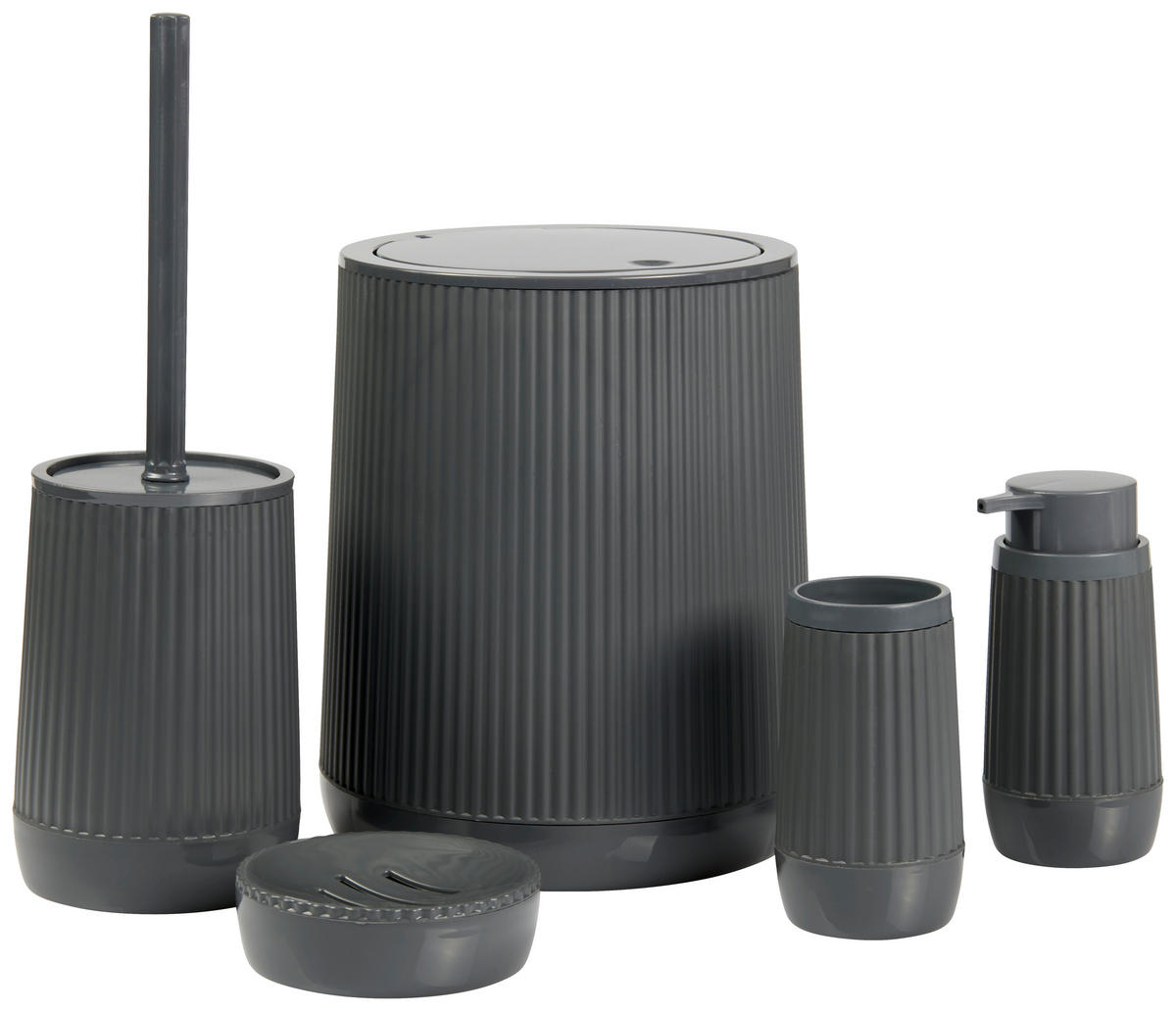 BAD-ACCESSOIRE-SET Kunststoff  - Anthrazit, Design, Kunststoff - Novel